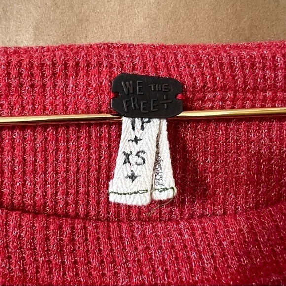 Free People | Blossom Thermal Oversized Popover Top Balloon Sleeves Red Size XS - Picture 3 of 13